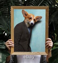 Clothed Rotweiler in Suit Portrait Custom Funny Dog Custom Wall Art Pet Fun Art