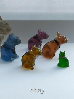 Collection of Six Czech Glass Vintage/Antique Dog/Cat Charm/Cracker Prize