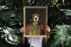 Colonel Pet Digital Portrait Pet Art Funny Dog Cat Wall Military Helmet Art