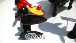 Complete Felix the Cat Jazz Band Lacquer Painted Wood 1940's Erzgebirge Poland