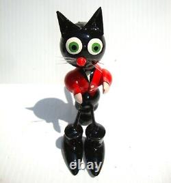 Complete Felix the Cat Jazz Band Lacquer Painted Wood 1940's Erzgebirge Poland