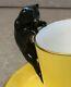 Copeland's Spode Rare Yellow Cup Saucer Black Cat Handle Early 1900s Antique