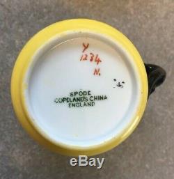 Copeland's Spode Rare Yellow Cup Saucer Black Cat Handle Early 1900s Antique