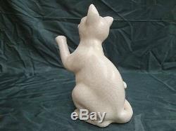 Crackleware Porcelain Art Deco Style Art Nouveau Style Wildlife Cat Figurine Sta