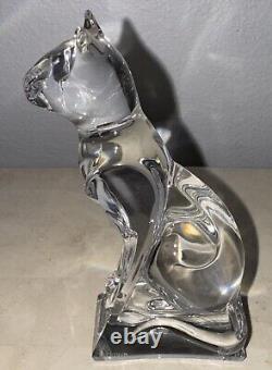 Cristal D'arques JG Durand France Egyptian Cat Crystal Sculpture