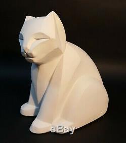 Cubist Cat Sculpture By Karin Swildens Austin Productions 1989 White Art Deco