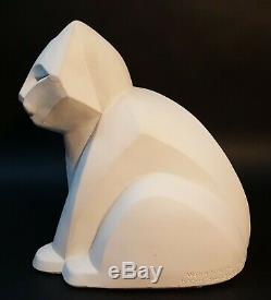 Cubist Cat Sculpture By Karin Swildens Austin Productions 1989 White Art Deco