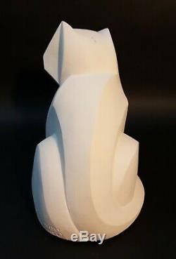 Cubist Cat Sculpture By Karin Swildens Austin Productions 1989 White Art Deco