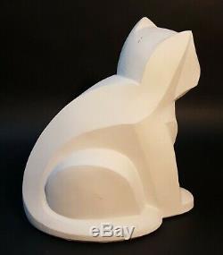 Cubist Cat Sculpture By Karin Swildens Austin Productions 1989 White Art Deco