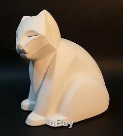 Cubist Cat Sculpture By Karin Swildens Austin Productions 1989 White Art Deco