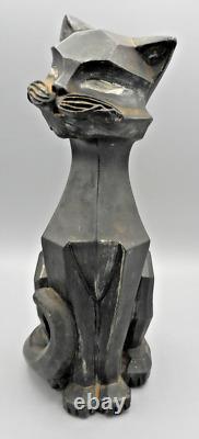 Cubist Graphite Siamese Cat Statue Vintage Figure 11 Tall Art Deco