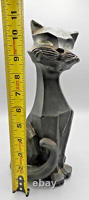 Cubist Graphite Siamese Cat Statue Vintage Figure 11 Tall Art Deco