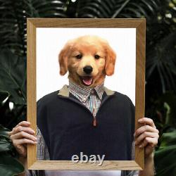 Custom Clothed Dog Portrait in Sweater Funny Dog Portrait Pet Fun Art