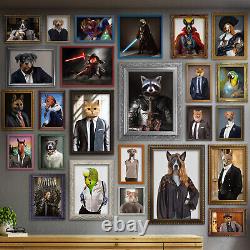Custom Husky Portrait in Crown from Photo Personalized Funny Dog Wall Decor