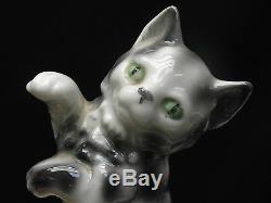 Cutest Vintage Art Deco Porcelain Sitting Cat Figurine Germany