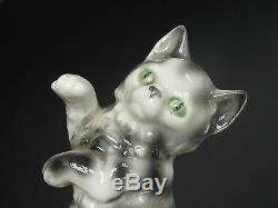 Cutest Vintage Art Deco Porcelain Sitting Cat Figurine Germany