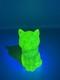 Czech Yellow Vaseline Glass Cat Super Glower Uranium