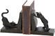 Deco 79 Polystone Cat Reading Bookends, Set Of 2 7h, 6w, Black