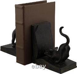 Deco 79 Polystone Cat Reading Bookends, Set of 2 7H, 6W, Black
