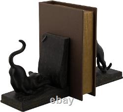 Deco 79 Polystone Cat Reading Bookends, Set of 2 7H, 6W, Black
