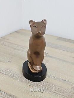 Deco MID Century Modern Bronze Cat Sculpture Signed Floyd Dewitt 8.5 Tall