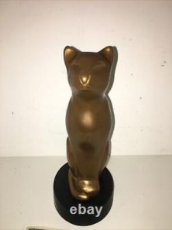 Deco MID Century Modern Bronze Cat Sculpture Signed Floyd Dewitt 8.5 Tall