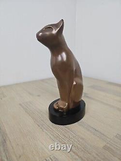 Deco MID Century Modern Bronze Cat Sculpture Signed Floyd Dewitt 8.5 Tall