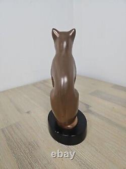 Deco MID Century Modern Bronze Cat Sculpture Signed Floyd Dewitt 8.5 Tall