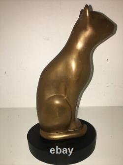 Deco MID Century Modern Bronze Cat Sculpture Signed Floyd Dewitt 8.5 Tall