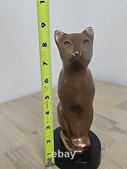 Deco MID Century Modern Bronze Cat Sculpture Signed Floyd Dewitt 8.5 Tall