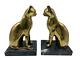 Decorative Crafts Inc Brass Cats Marble Base Bookend Set Art Deco Style 9 Vtg