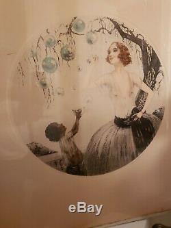 Des Bulles Nude Woman & Black Girl Sign Guy In The Manor Of Louis Icart Litho