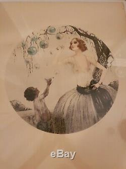 Des Bulles Nude Woman & Black Girl Sign Guy In The Manor Of Louis Icart Litho