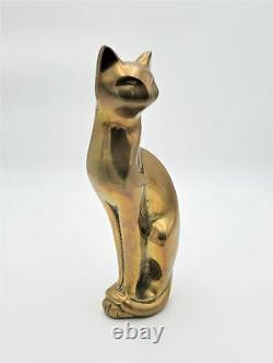 Dolbi Cashier Elegant Modernist Sculptural Brass TALL Cat Sculpture Circa 1980
