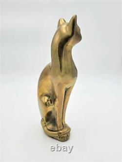 Dolbi Cashier Elegant Modernist Sculptural Brass TALL Cat Sculpture Circa 1980
