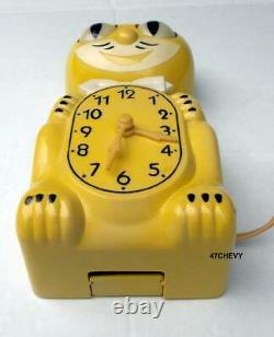 EARLY 50s-ALLIED-YELLOW-KIT CAT KLOCK-KAT CLOCK-ELECTRIC-VINTAGE-ORIGINAL-WORKS