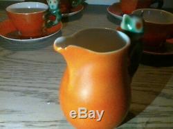 EXTREMELY RARE Vintage Original Tea Set Beyer Bock Art Deco Cat Cups and Saucers