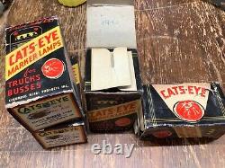EaRLy set 4 NOS Cats-EYE No. 15 Art Deco MARKER Lamp travel TRAILER VintAGe truck