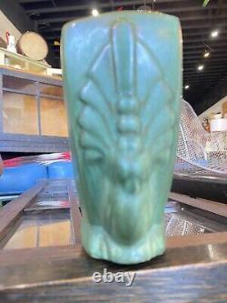 Early Frankoma #85 Ada clay Bird handle cockatoo vase c. 1934 pot puma cat mark