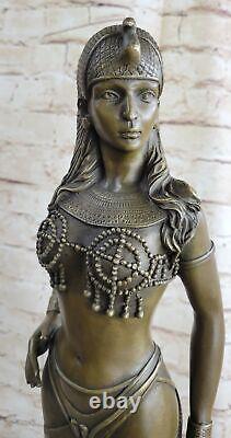 Egypt Nude Queen Cleopatra And Big Cat Bronze Art Deco Hot Cast Sculpture Art NR
