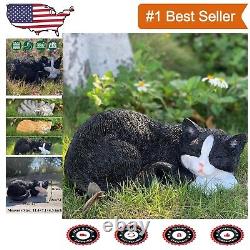 Elegant Black Cat Statue for Garden Indoor/Outdoor Resin Sculpture Decor