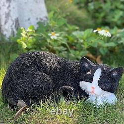 Elegant Black Cat Statue for Garden Indoor/Outdoor Resin Sculpture Decor