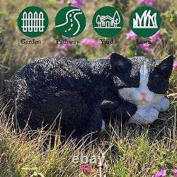 Elegant Black Cat Statue for Garden Indoor/Outdoor Resin Sculpture Decor