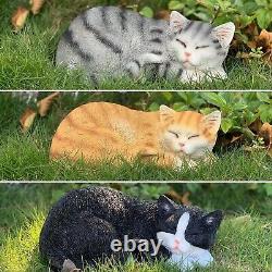 Elegant Black Cat Statue for Garden Indoor/Outdoor Resin Sculpture Decor