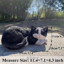 Elegant Black Cat Statue for Garden Indoor/Outdoor Resin Sculpture Decor