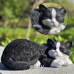 Elegant Black Cat Statue for Garden Indoor/Outdoor Resin Sculpture Decor
