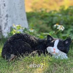 Elegant Black Cat Statue for Garden Indoor/Outdoor Resin Sculpture Decor