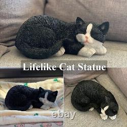 Elegant Black Cat Statue for Garden Indoor/Outdoor Resin Sculpture Decor
