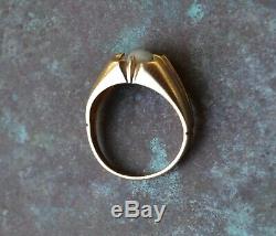 Estate Art Deco CATS EYE Chrysoberyl 14k Gold RING size 10