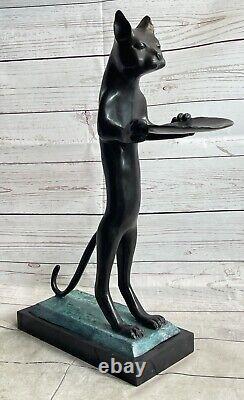 European Art Deco Brass Cat Business Card Holder Soap Dish Bathroom Decor